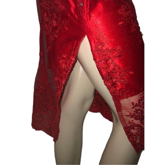 Scarlett Red Satin & Lace Skirt - Picture 5 of 12